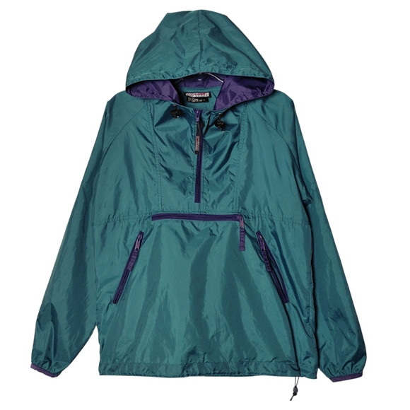 Vintage Red Ledge Hooded Windbreaker Jacket in Green & Purple W/Pockets Size XS - Picture 1 of 6